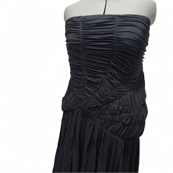 Anthropologie Celandine Strapless Ruched Asymmetrical Hem Midi Dress Plus Size​ - Picture 3 of 12